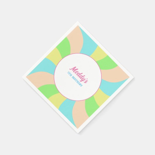 Whimsical pastel retro kind gewoonte servet (Hoek)