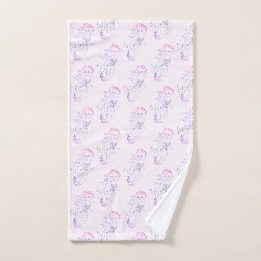 Whimsical Pastel rose Sirène Motif Imprimer (Serviette à main)