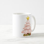 Whimsical Pastel Roze kerstboom met doos cadeau Koffiemok (Voorkant rechts)