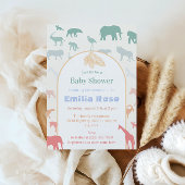 Whimsical Pastel Safari Baby shower Oerwoud Dieren Kaart