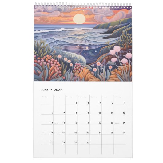 Whimsical Pastel Seaside Beach Kalender (Jun 2027)