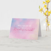 Whimsical Pastel Sunset Lover Bruidsmeisje Voorste Kaart (Gele Bloem)