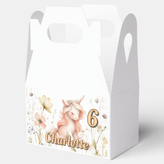 Whimsical pastel unicorn wilde bloem verjaardag bedankdoosjes (Geopend)