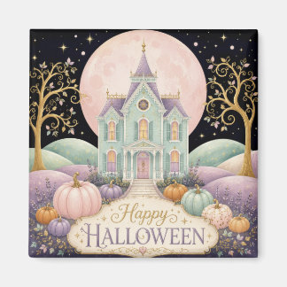 Whimsical Pastel Victoriaans Gehekst Huis Hallowee Magneet