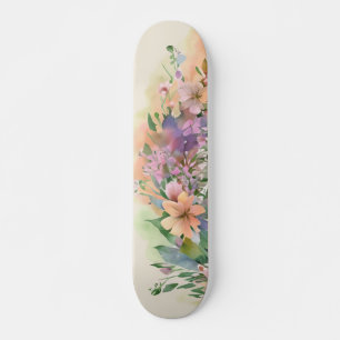 Whimsical Pastel Waterverf Wildflower Meadows Skateboard