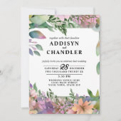 Whimsical Pastel Waterverf Wildflower Wedding Kaart (Voorkant)