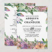 Whimsical Pastel Waterverf Wildflower Wedding Kaart (Voorkant / Achterkant)