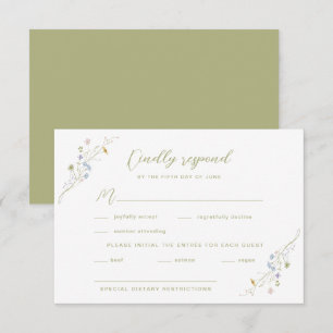 Whimsical Pastel Wildflower bruiloft RSVP Kaartje