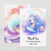 Whimsical Pastel Zeemeermin Baby shower Bedankkaart (Voorkant / Achterkant)
