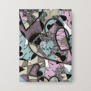 Whimsical Pastel Zentangle Harten Doodle Patroon B Button