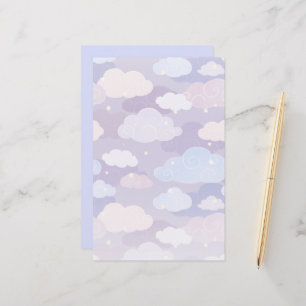 Whimsical pastelwolken en sterrenpatroon briefpapier