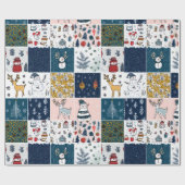 Whimsical Patchwork Christmas Cadeaupapier (Vlak)