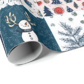 Whimsical Patchwork Kerstmis Cadeaupapier (Rol Hoek)