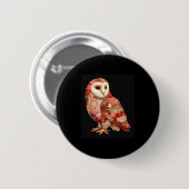 Whimsical Patchwork Owl With Hearts Pattern Ronde Button 5,7 Cm (Voorkant /achterkant)