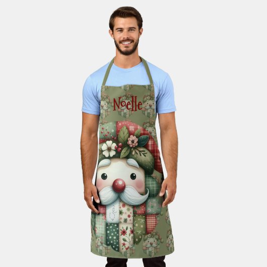 Whimsical Patchwork Santa Folk Christmas Schort (Gedragen)