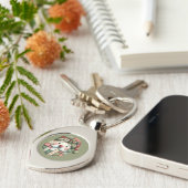 Whimsical Patchwork Santa Folk Christmas Sleutelhanger (Zijkant)