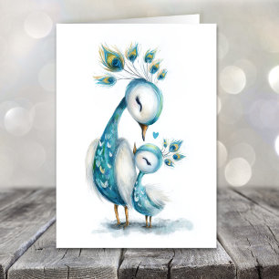 Whimsical Pauw Moederdag Feestdagen Kaart
