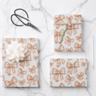 Whimsical Peach Coquette Strikers Nieuwe Baby Show Inpakpapier Vel