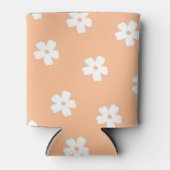 Whimsical Peach & White Floral Retro, vrolijk Blikjeskoeler (Voorkant)