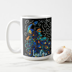 Whimsical Peacock Chalk Pastel Bird gepersonalisee Koffiemok