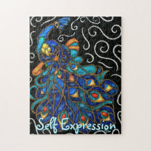 Whimsical Peacock Chalk Pastel Bird gepersonalisee Legpuzzel