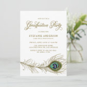 Whimsical Peacock Feather Graduation Party Kaart (Staand voorkant)