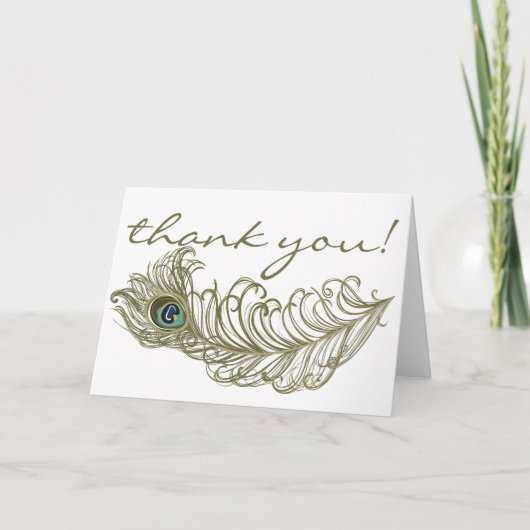 Whimsical Peacock Feather Hartelijk dank Bedankkaart (Voorkant)