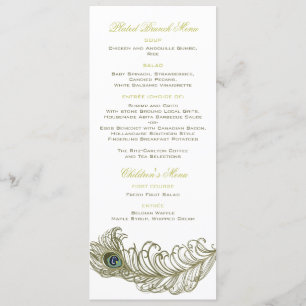 Whimsical Peacock Feather Menu Kaart