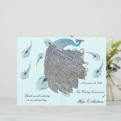 Whimsical Peacock Feathers Wedding Programme (Staand voorkant)