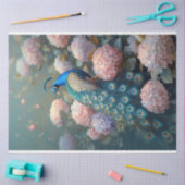 Whimsical Peacock Roze Hydrangea Bloemen Decoupage Tissuepapier (Craft)
