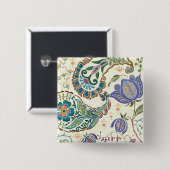 Whimsical Peacock Vierkante Button 5,1 Cm (Voorkant /achterkant)