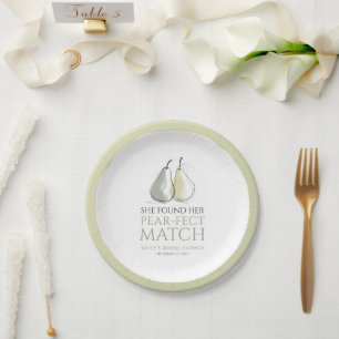 Whimsical Pears Perfecte Match Bruidsmeisjesfeest Papieren Bordje