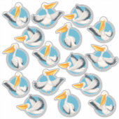 Whimsical Pelicans in Portholes Sticker (Voorkant)