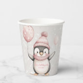 Whimsical Penguin Verjaardag | roze Papieren Bekers (Voorkant)