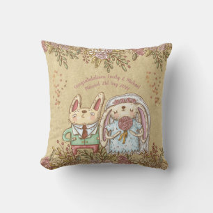 Whimsical Personalized Wedding Bride Groom Rustic Kussen