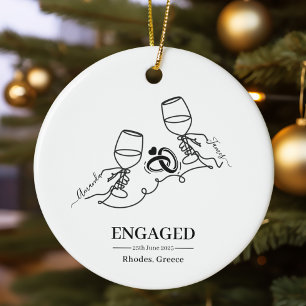 Whimsical Persoonlijke Verloving Kerstmis Keramisch Ornament