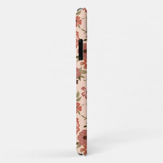 Whimsical Perzik Bruin Bloemen Patroon Case-Mate iPhone Case (Achterkant/rechts)