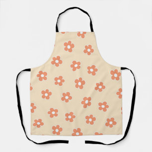 Whimsical Perzik & Sinaasappel Bloemen Retro, Vrol Schort
