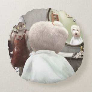 Whimsical Pet Barber Shop Rond Kussen