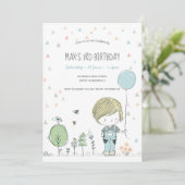 Whimsical Peuter JONGEN Kinderen Verjaardag Uitnod Kaart (Staand voorkant)