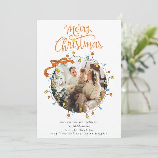 Whimsical Photo Pastel Christmas Lights Feestdagenkaart (Staand voorkant)