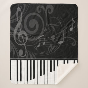 Whimsical Piano en Musical Notes Sherpa Deken