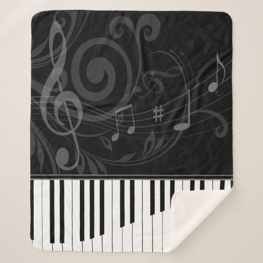 Whimsical Piano en Musical Notes Sherpa Deken (Voorkant)
