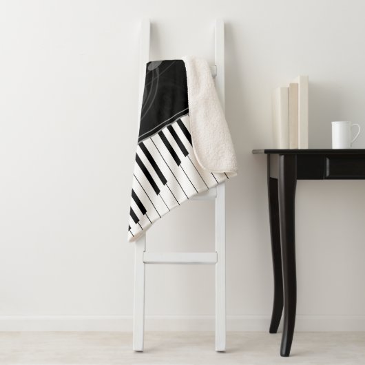 Whimsical Piano en Musical Notes Sherpa Deken (In situ)
