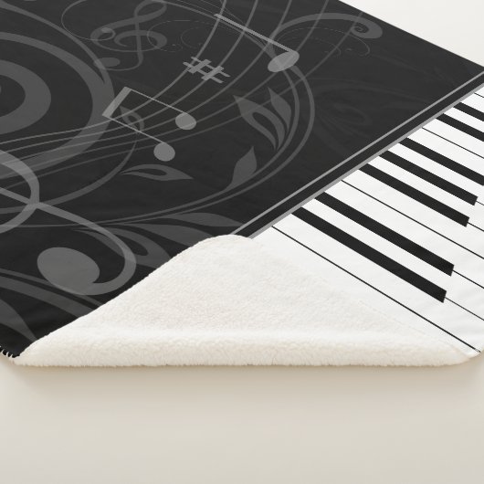 Whimsical Piano en Musical Notes Sherpa Deken (3/4)