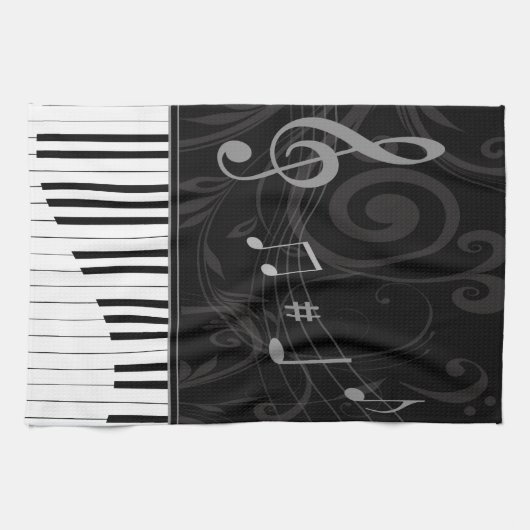 Whimsical Piano en Musical Notes Theedoek (Horizontaal)