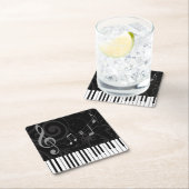 Whimsical Piano en Musical Notes Vierkante Kartonnen Onderzetter (Insitu)