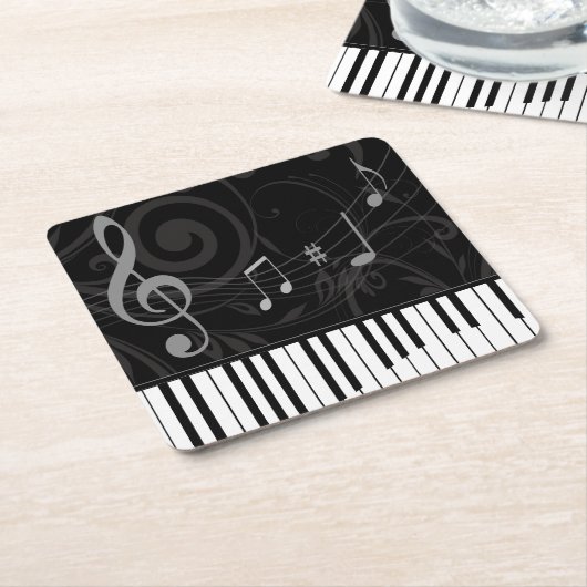 Whimsical Piano en Musical Notes Vierkante Kartonnen Onderzetter (Schuin)