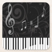 Whimsical Piano en Musical Notes Vierkante Kartonnen Onderzetter (Voorkant)