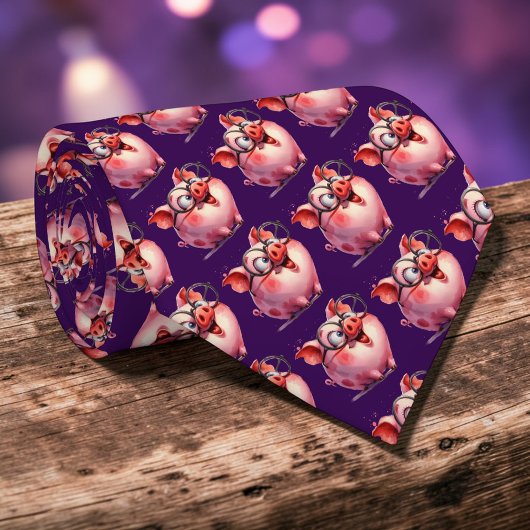 Whimsical Pig Custom Necktie Tie Stropdas